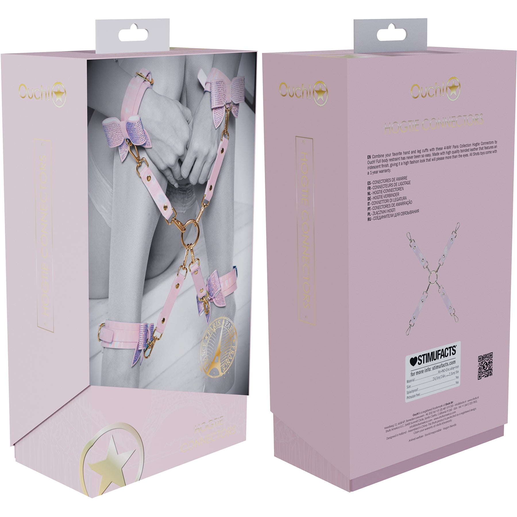 Ouch Paris Collection Hogtie Connectors Pink PU Leather with Iridescent Hardware Secondary image