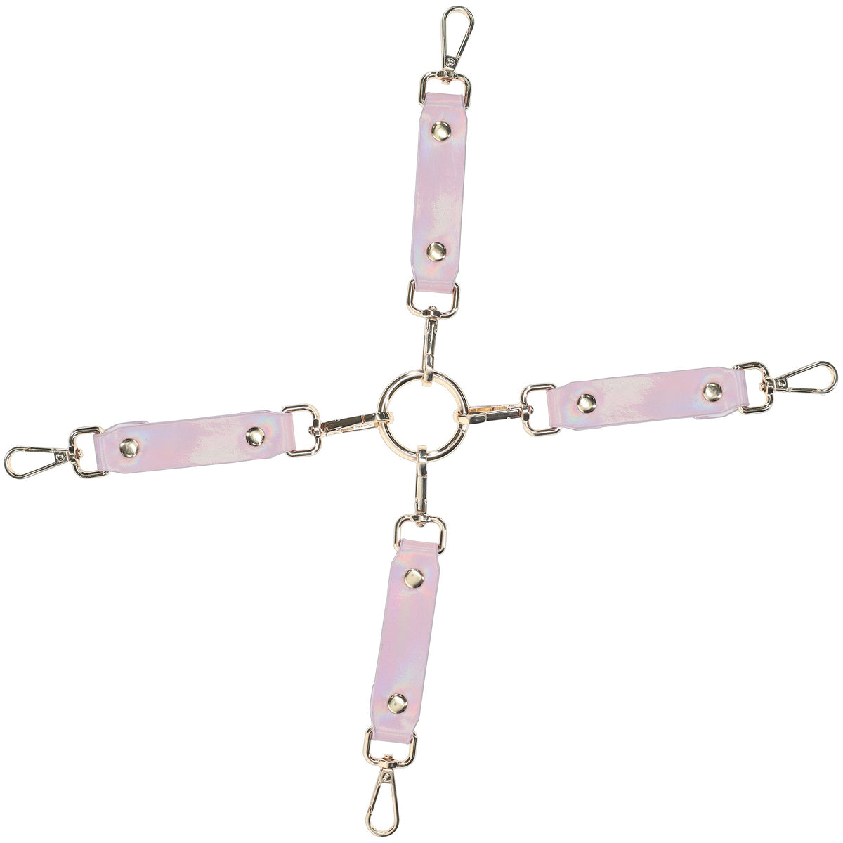Ouch Paris Collection Hogtie Connectors Pink PU Leather with Iridescent Hardware > Bondage Gear > Restraints Main image