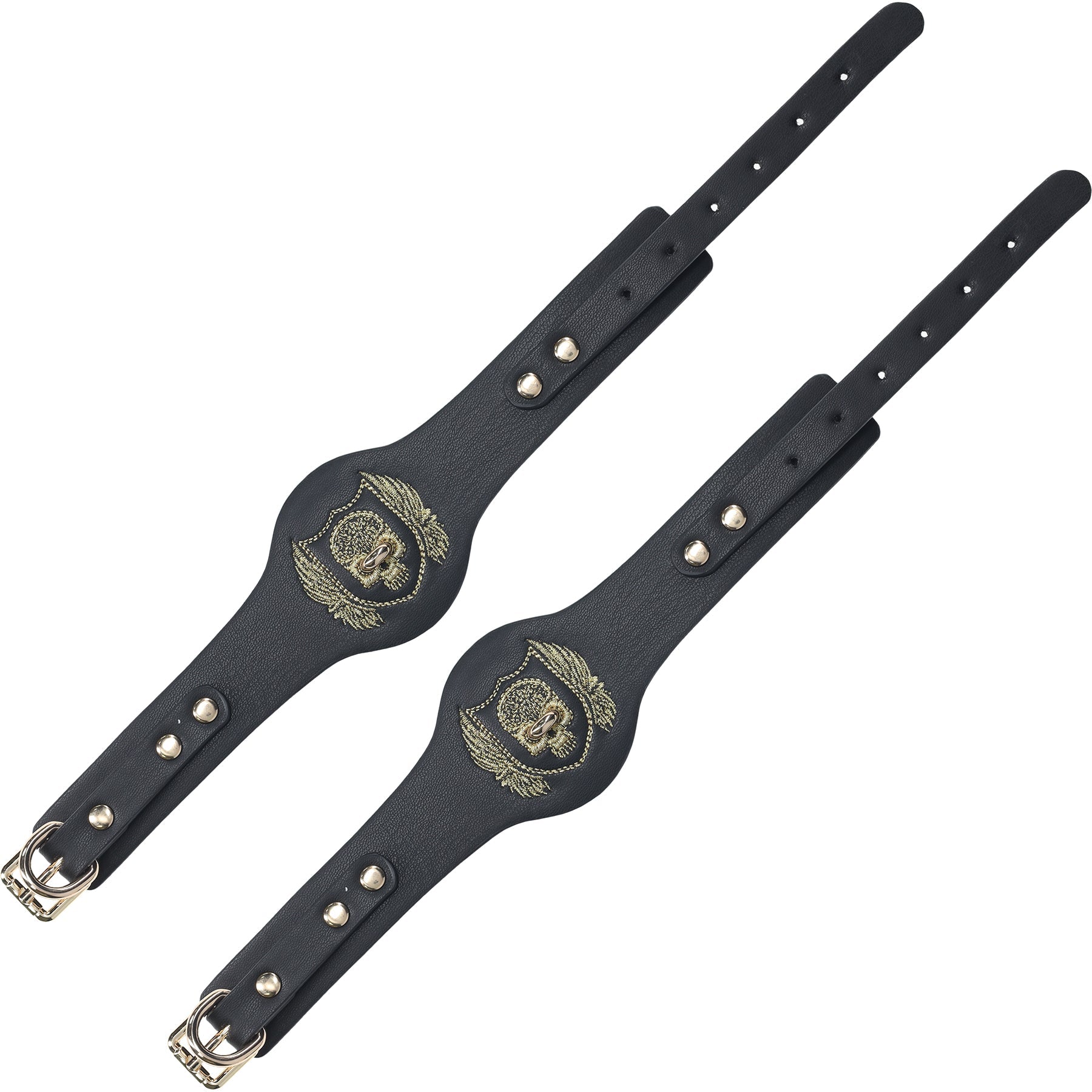 Ouch London Collection Handcuffs with Black PU Leather and Iridescent Hardware Secondary image