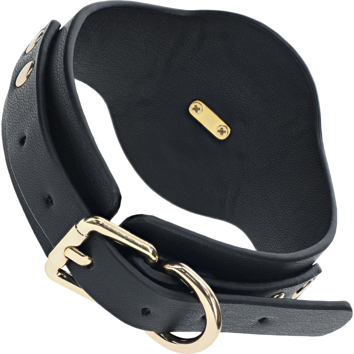 Ouch London Collection Leg Cuffs Black PU Leather with Iridescent Gold Chain > Bondage Gear > Restraints