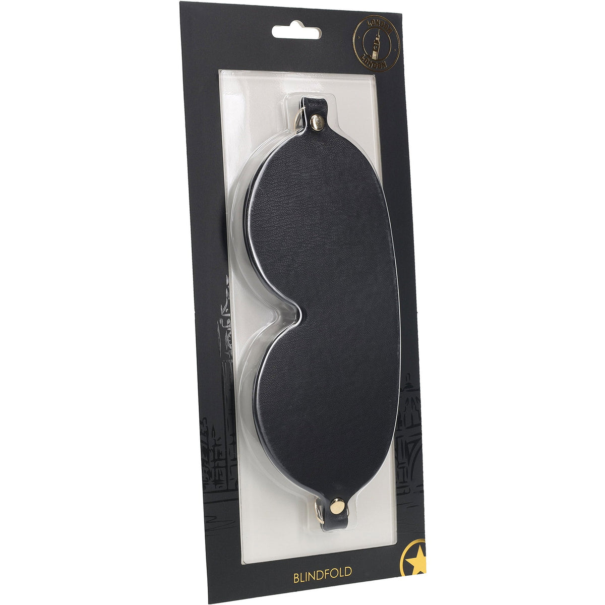 Ouch London Collection Blindfold Black PU Leather with Iridescent Hardware > Bondage Gear > Blindfolds