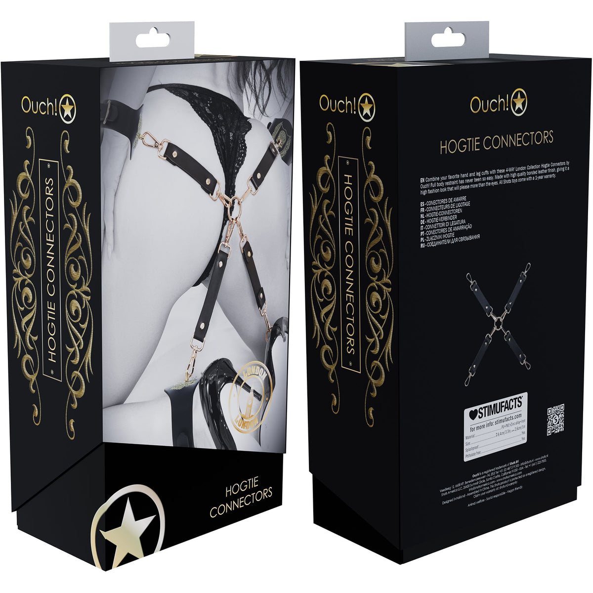 Ouch London Collection Hogtie Connectors PU Leather with Iridescent Hardware > Bondage Gear > Restraints
