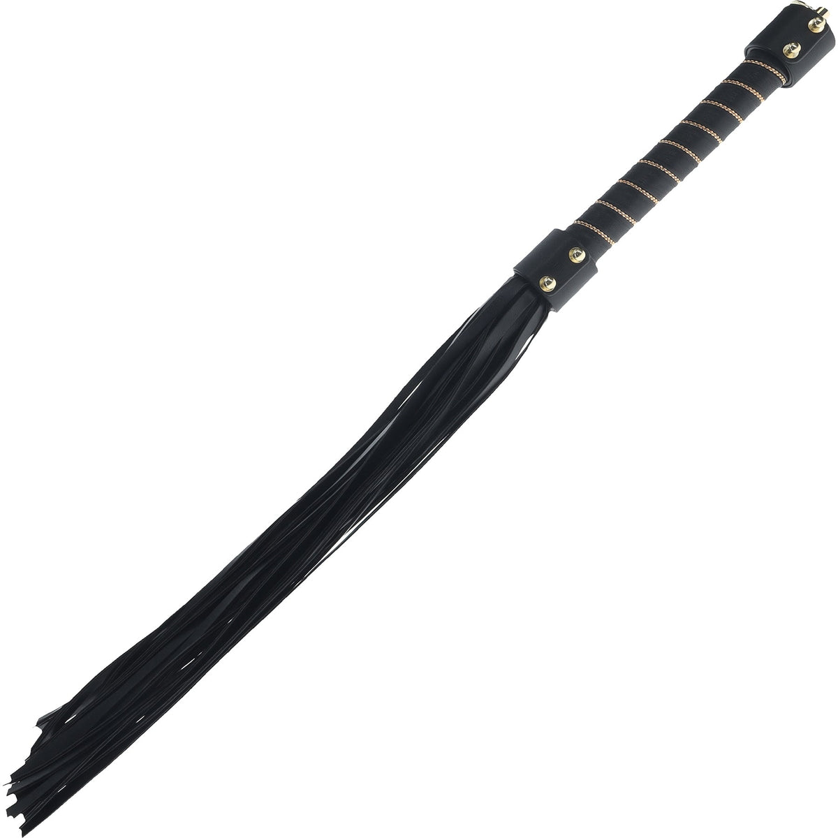 Ouch London Collection Flogger Black PU Leather Whip with Iridescent Hardware > Bondage Gear > Whips & Floggers