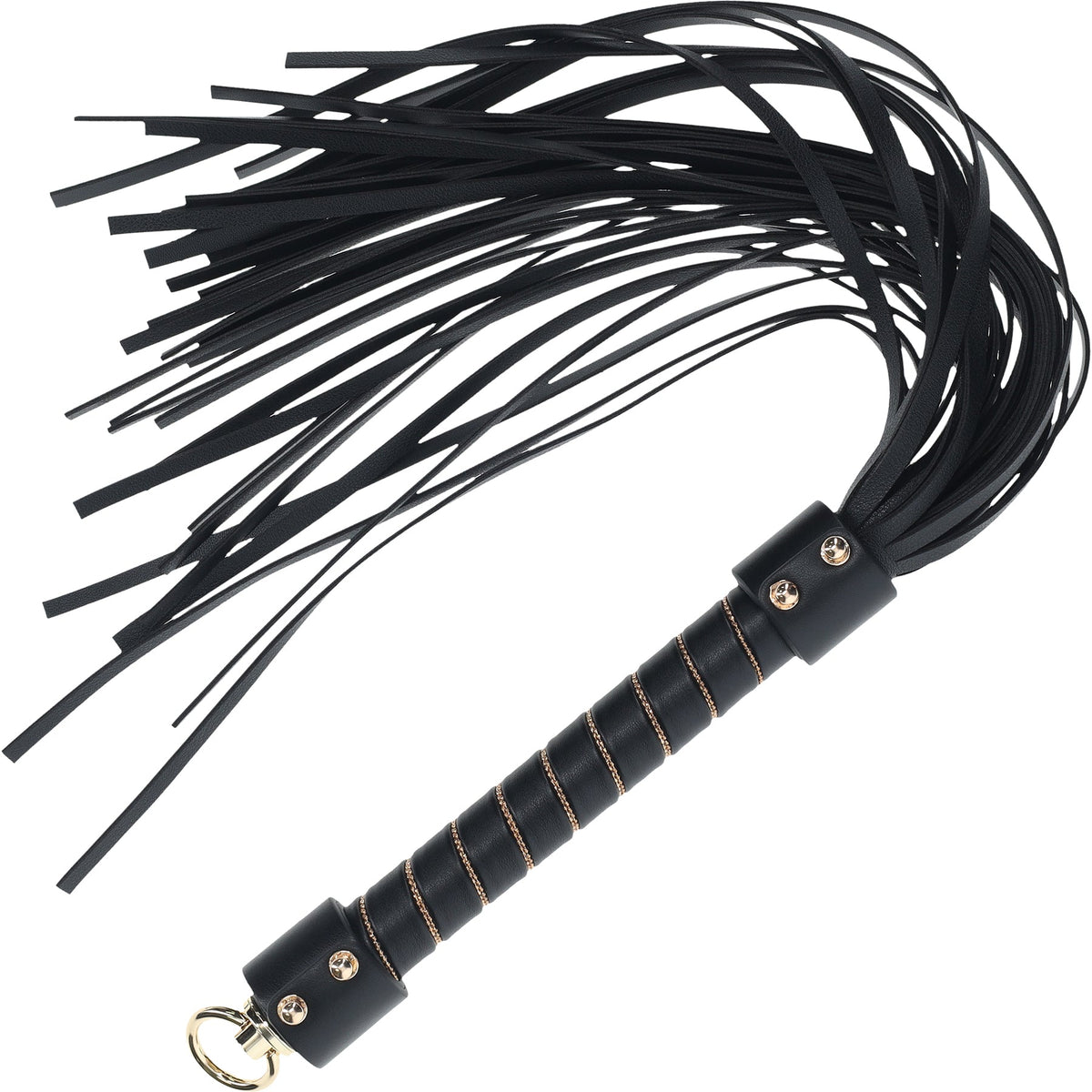 Ouch London Collection Flogger Black PU Leather Whip with Iridescent Hardware > Bondage Gear > Whips & Floggers