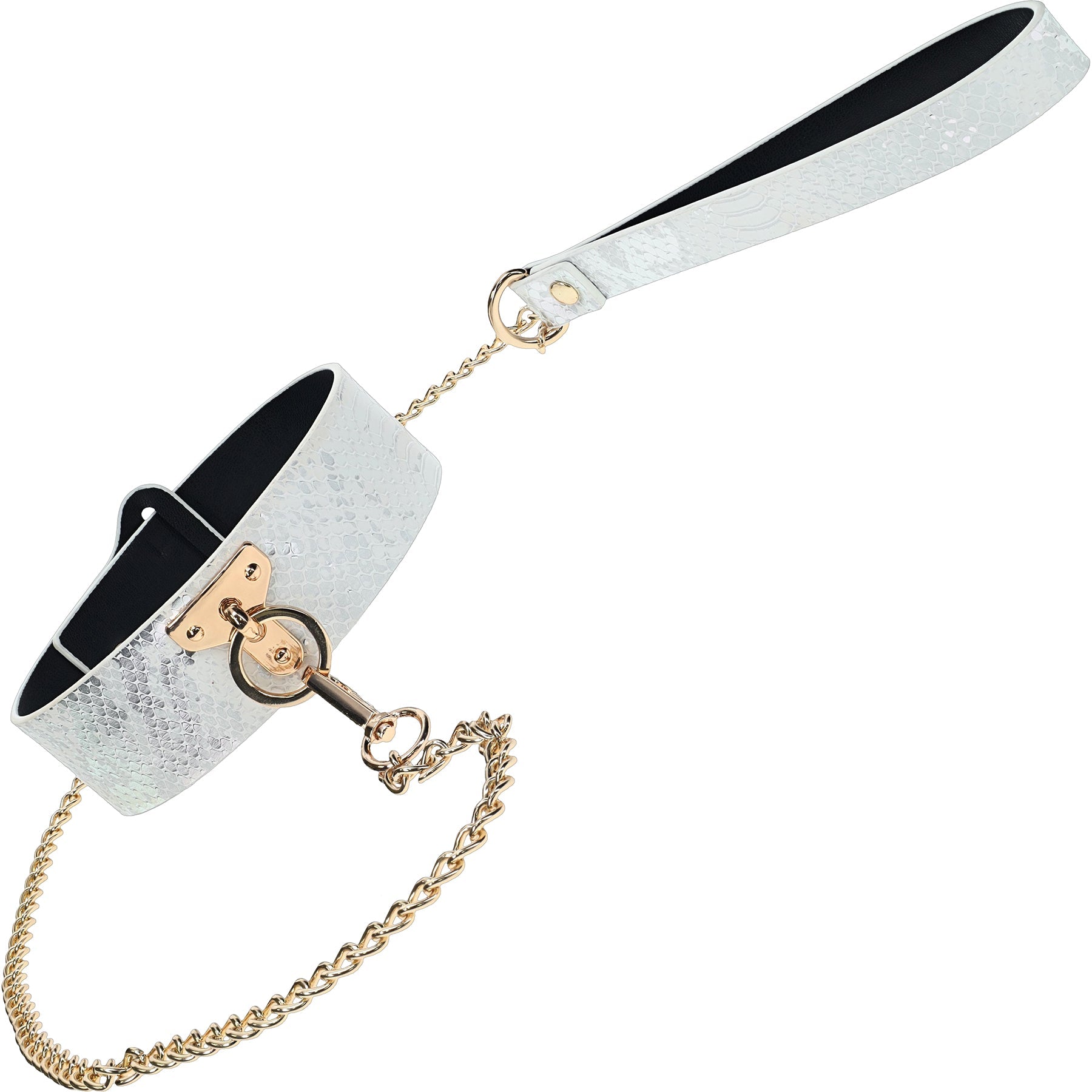 Ouch Florence Collection PU Leather Collar with Leash Set - White Secondary image