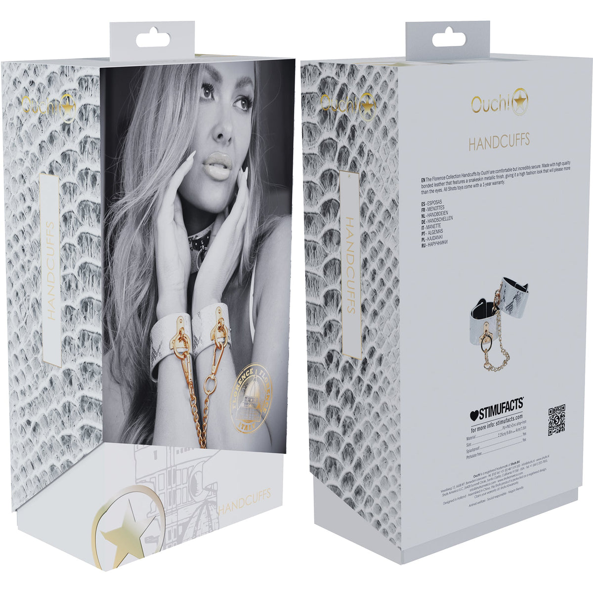 Ouch Florence Collection Handcuffs Premium Bonded Leather Iridescent Finish > Bondage Gear > Handcuffs