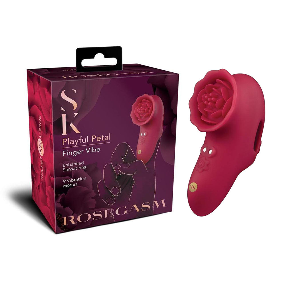 Secret Kisses Rosegasm Playful Petal – USB Rechargeable Finger Stimulator Red Finger Stimulator