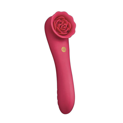 Secret Kisses Rosegasm Rose Quake – Waterproof USB Rechargeable Dual Ended Tapping Vibrator 18.8 cm Rose Stimulators
