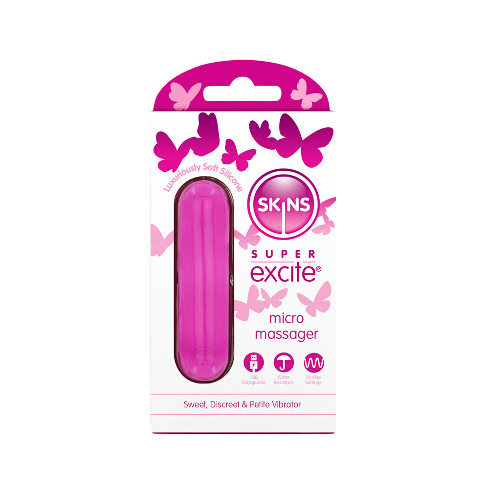 Skins Super Excite Rechargeable Bullet 7.9 cm Long Vibrator Pink > Vibrators > Mini Vibrators