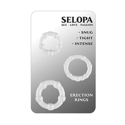 Selopa Cock Rings - Set of 3 for Enhanced Pleasure Clear Cockrings