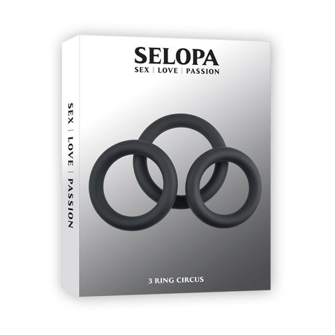 Selopa 3 Ring Circus 3-Piece Silicone Penis Ring Set Black Cockrings