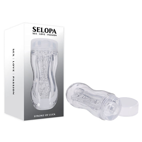 Selopa Stroke of Luck Stroker with Vibrating C-Ring for Enhanced Pleasure Clear MASTURBATORS