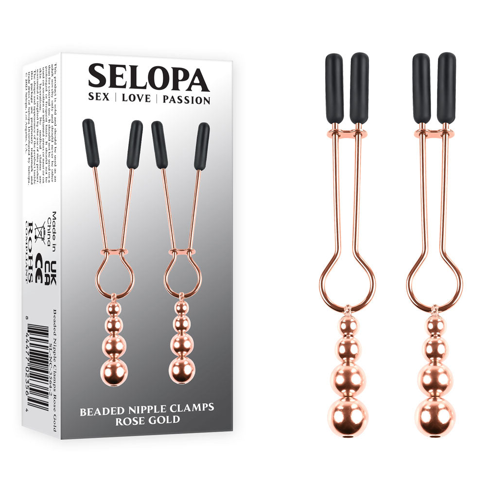 Selopa Beaded Nipple Clamps - Adjustable 5.7 Cm Size Rose Gold > Sex Toys > Nipple Clips