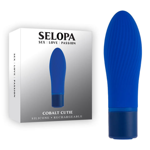 Selopa Cobalt Cutie - 4 Inch Silicone Rechargeable Bullet Vibrator Blue BULLETS