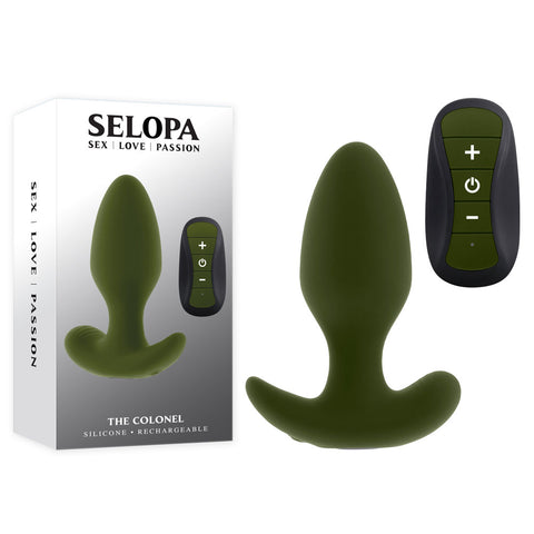 Selopa The Colonel Vibrating Plug 10.1 cm Waterproof Device Green Butt Plugs - Vibrating