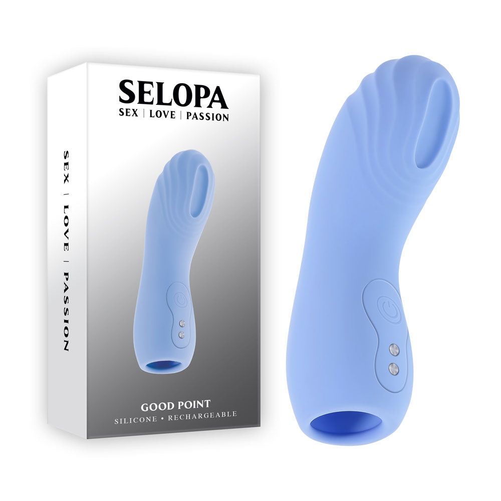 Selopa Good Point USB Rechargeable Hollow Vibrating Finger Stimulator in Black Purple STIMULATORS