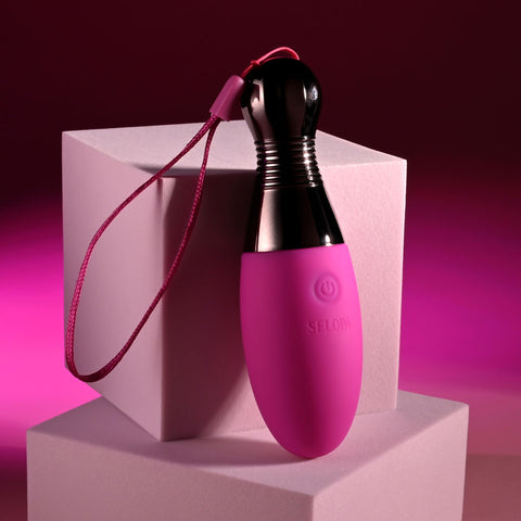 Selopa Vibrating Egg with Chrome Handle - Pink 11.9cm EGGS