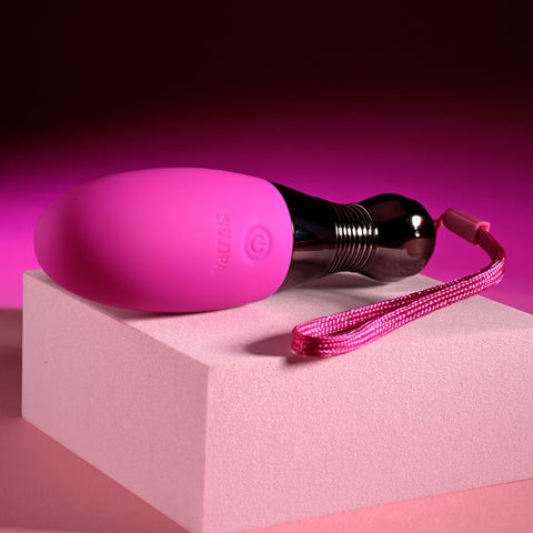 Selopa Vibrating Egg with Chrome Handle - Pink 11.9cm EGGS