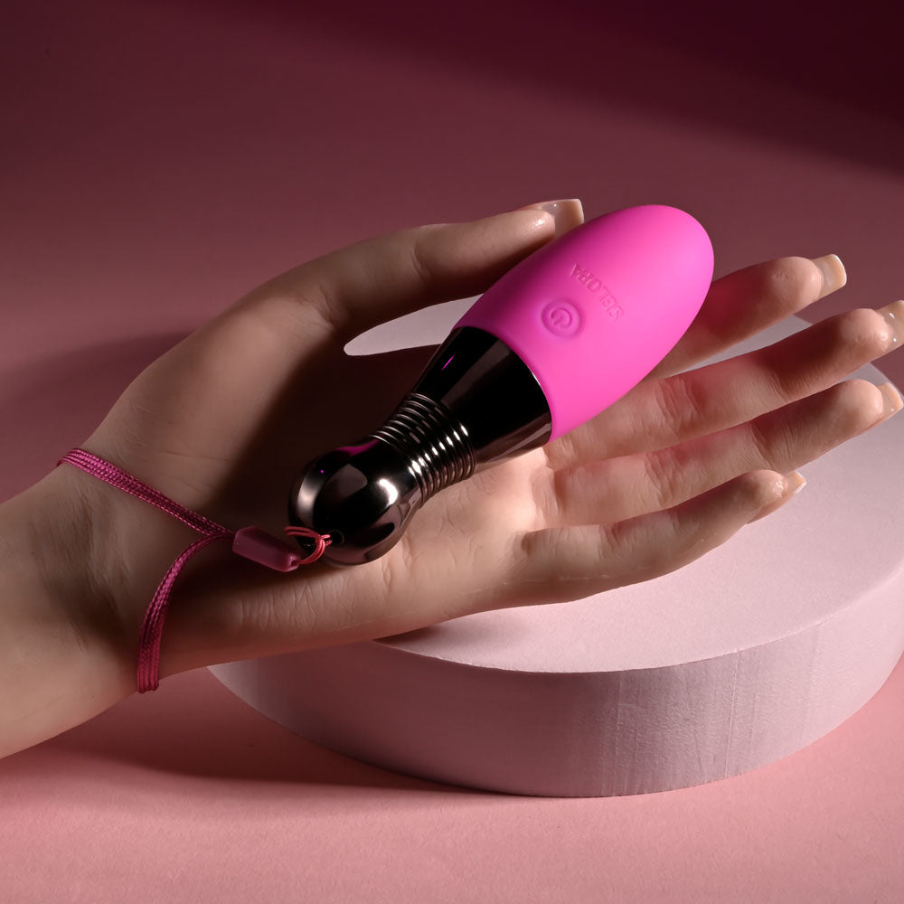 Selopa Vibrating Egg with Chrome Handle - Pink 11.9cm > Sex Toys For Ladies > Vibrating Eggs