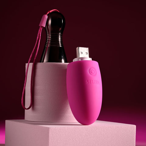 Selopa Vibrating Egg with Chrome Handle - Pink 11.9cm EGGS
