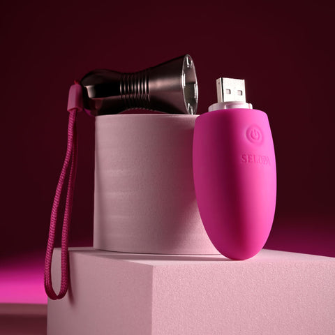 Selopa Vibrating Egg with Chrome Handle - Pink 11.9cm EGGS
