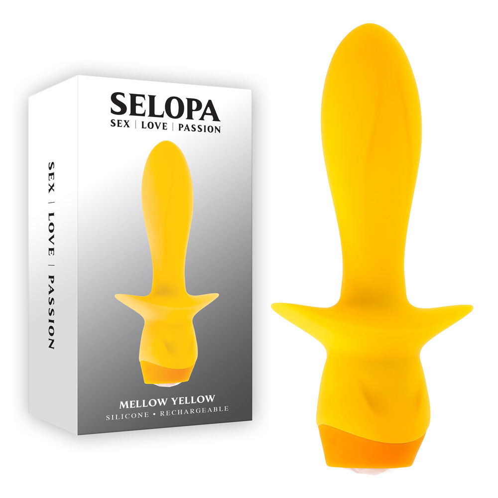 Selopa Mellow Vibrating Plug 13.5cm Waterproof Design Yellow Yellow > Anal Range > Vibrating Butt Plugs