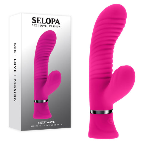 Selopa Next Wave 16.4 cm USB Rechargeable Dual Vibrator Pink VIBRATORS-RABBIT