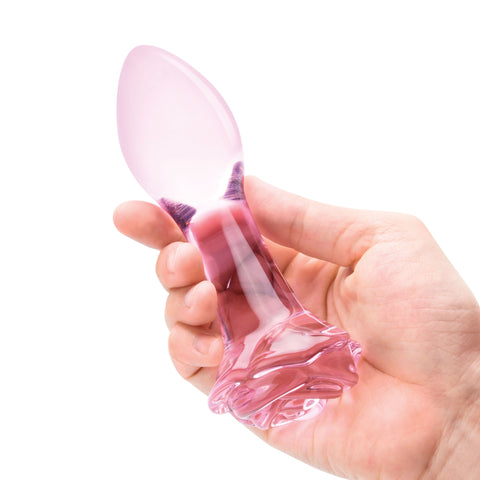 Glas 3PC Rosebud Butt Plug Set Pink Handblown Glass Anal Training Set 3.5, 4.5, and 5.5 Inches > Glass > Toys