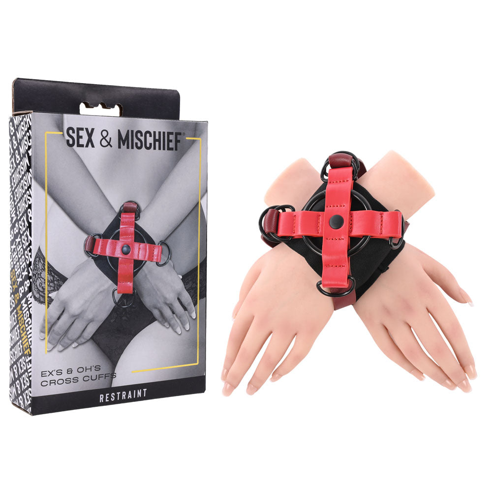 S&M Exs & Ohs Cross Cuffs (Black) – Restraints > Bondage Gear > Restraints Main image