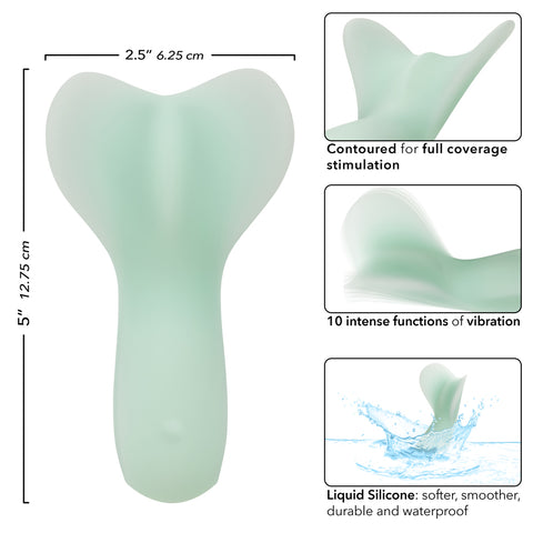 Pacifica Tahiti Full Coverage Massager in Mint Green with 10 Functions, Liquid Silicone, USB Rechargeable, Waterproof IPX7 Vibrators