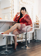 Whitney: Red Back Seam Thigh Highs- Classy With A Little Sassy. Petite to Plus Size