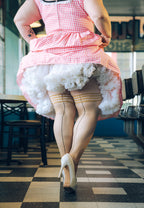 Kixies Ruby Nude Sheer Thigh Highs with Black Back Seam > Clothes > Hosiery > Stockings