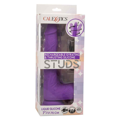 Rechargeable Gyrating Thrusting Silicone Studs 7 Inch Purple DONGS