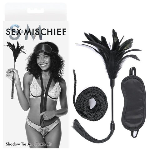 Sex and Mischief Shadow Tie and Tickle Kit Black Restraints