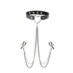 Sex & Mischief Amor Adjustable Collar with Nipple Clamps – Erotic Clothing Accessory > Sex Toys > Nipple Clips