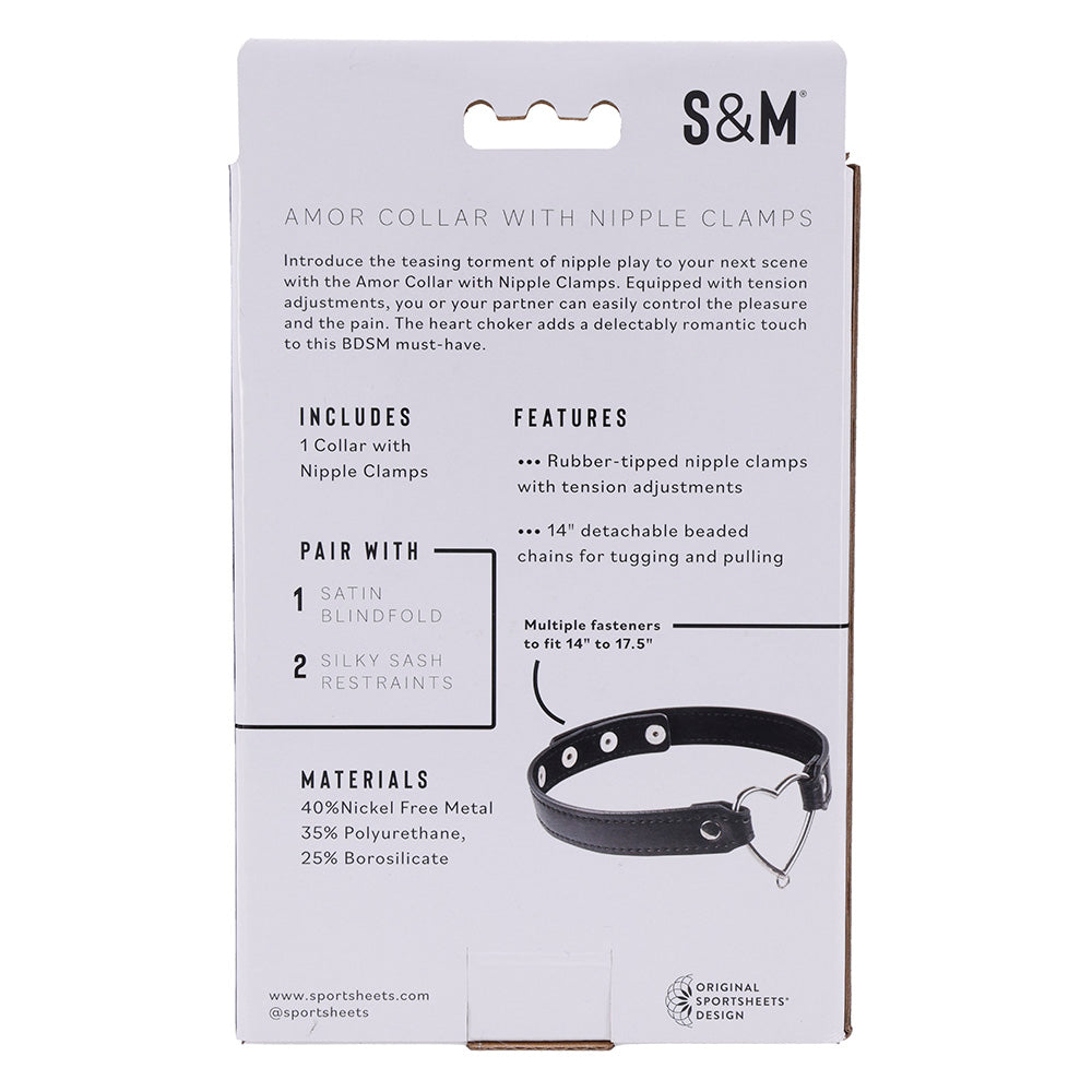 Sex & Mischief Amor Adjustable Collar with Nipple Clamps – Erotic Clothing Accessory > Sex Toys > Nipple Clips