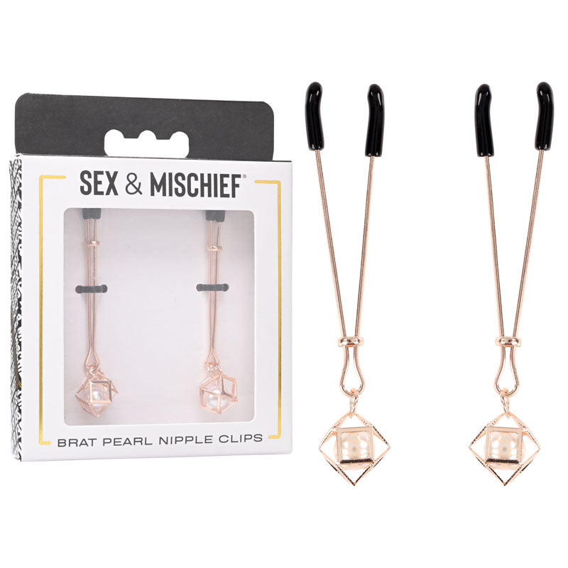 Sex & Mischief Brat Pearl Adjustable Nipple Clips – Set of 2 Clips > Sex Toys > Nipple Clamps Main image