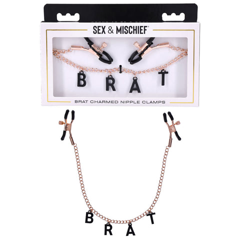 Sex & Mischief Brat Charmed Nipple Clamps 45 cm Chain Pink Nipple Stimulators