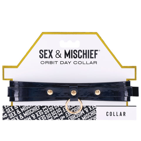 Sex and Mischief Orbit Day Collar in Rainbow Pearlescent Faux Leather Restraints