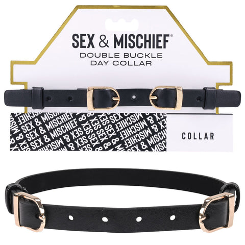 Sex and Mischief Double Buckle Day Collar Black Restraints