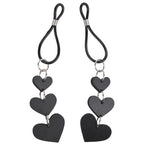 Heart Nipple Ties Black Faux Leather Sensual Adult Accessory > Sex Toys > Nipple Clips