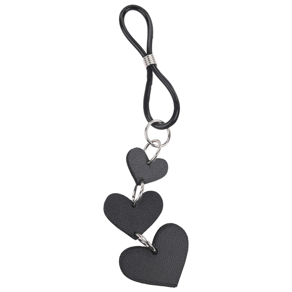 Heart Nipple Ties Black Faux Leather Sensual Adult Accessory > Sex Toys > Nipple Clips