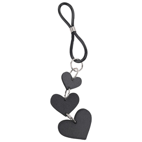 Heart Nipple Ties Black Faux Leather Sensual Adult Accessory Nipple Clamps