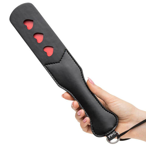 Sex And Mischief Heart Paddle With Split Surface Design Red|Black Whips & Paddles