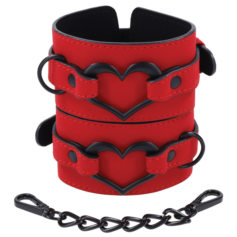Sex & Mischief Amor Handcuffs in Red Vegan Leather > Bondage Gear > Restraints