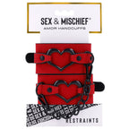 Sex & Mischief Amor Handcuffs in Red Vegan Leather > Bondage Gear > Restraints