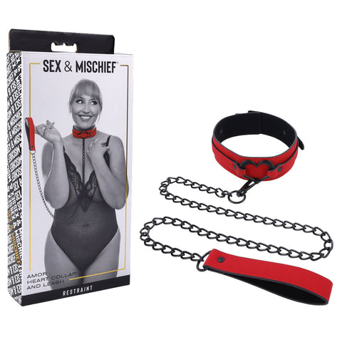 S&M Amor Heart Collar and Leash Red Leash