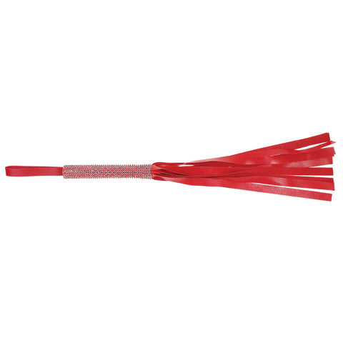 Sex & Mischief Amor Sparkle Flogger 33cm Red Vegan Leather Whips & Paddles