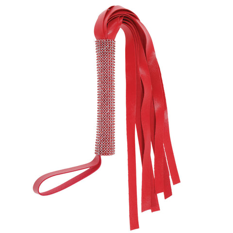 Sex & Mischief Amor Sparkle Flogger 33cm Red Vegan Leather Whips & Paddles