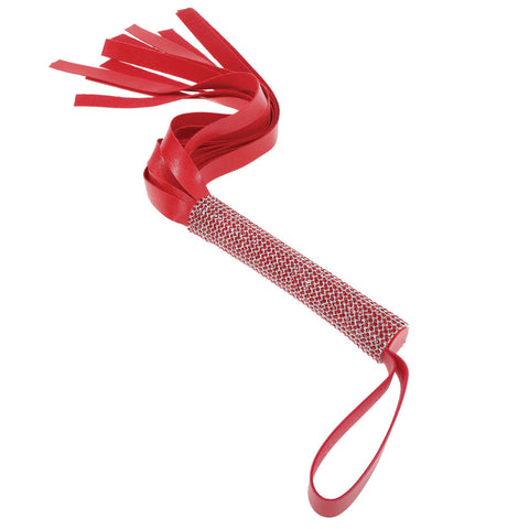 Sex & Mischief Amor Sparkle Flogger 33cm Red Vegan Leather Whips & Paddles